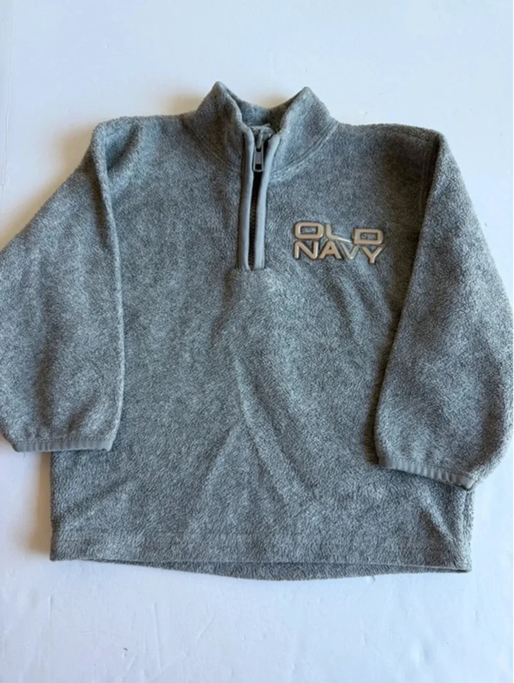 Vintage Y2K Old Navy Toddler Grey Fleece Quarter-Zip Pullover 2T